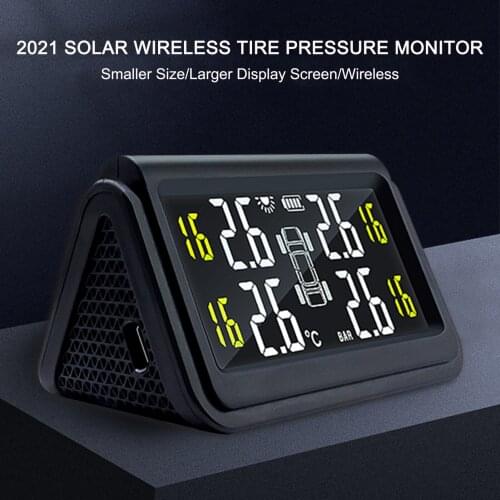 Car TPMS Solar Wireless Tire Pressure Monitor Monitoring System HD Digital LCD Display Auto Alarm System With 4 Sensor