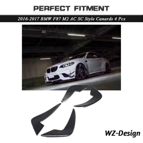 Car Accessories Parts Carbon Fiber ACS Style Front Bumper Canard 4pcs Fit For 2016-2017 F87 M2 Front Canards