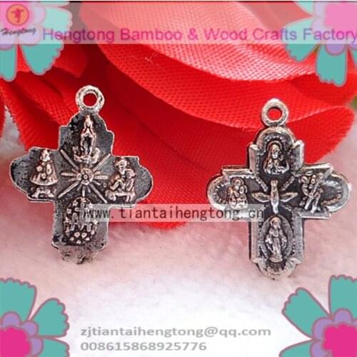 Free shipping 60pcs/pack one hole antique silver alloy rosary bracelet cross italy cross,religious cross,crucifix,mini cross