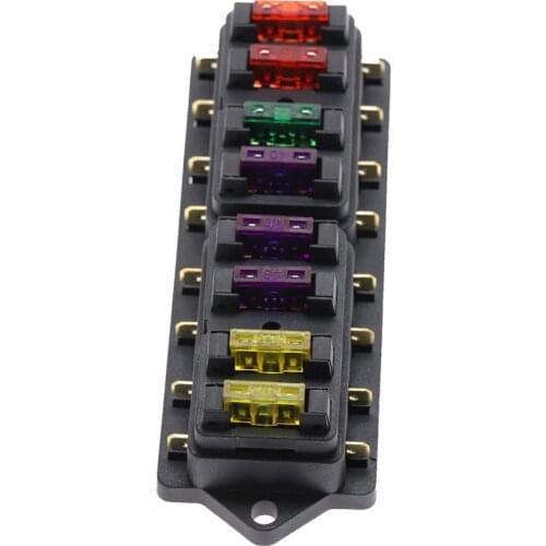 8 Way Car Fuse Box Car Fuse Holder Truck Auto Blade Fuse Box Nylon PC Injection Molding with Fuses for 12V 32V ATO Circuit