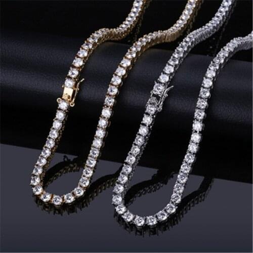 Micro Zircon 5mm 1row Chain mens necklace tennis chain Hip Hop Chains Necklace For Men Jewelry Wholesale