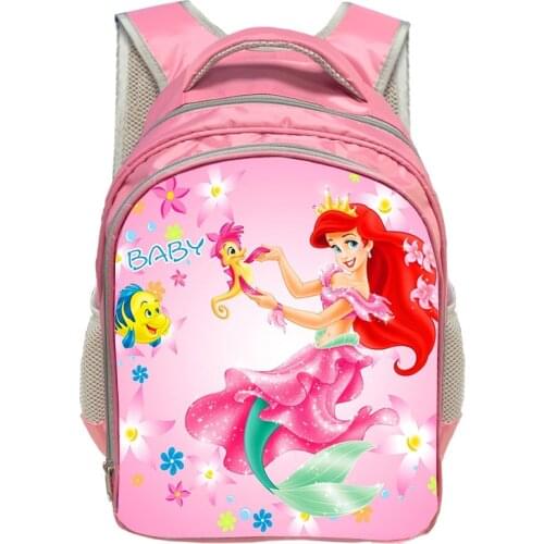 Disney Cartoon Bags Fairy Tale Schoolbag For Girls Cartoon Little Mermaid Ariel Princess Backpack Kids School Bag Book Bags