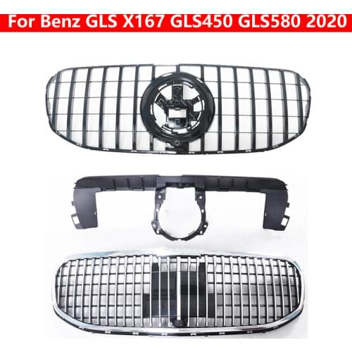 For Mercedes-Benz GLS X167 GLS450 GLS580 2020 ABS plastic Front Vertical Bar Bumper GT Center Grill Car Styling Middle Grille