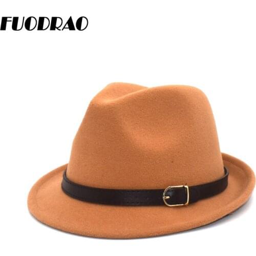 FUODRAO Mens Fedora Hat Womens Fashion Curl Jazz Hat Winter Black Wool Blend Hat Frederick Hat F104