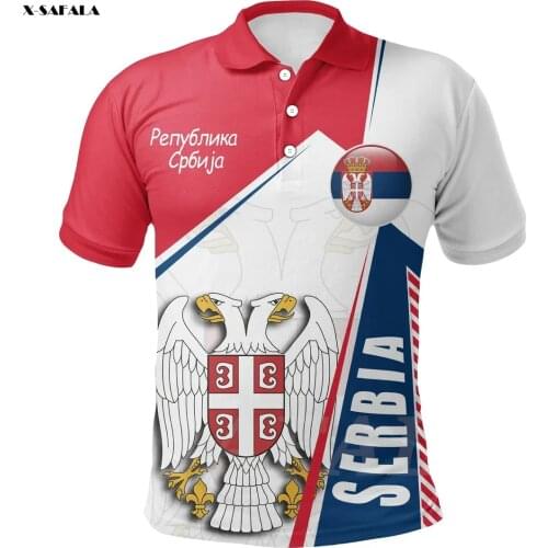 SERBIA FLAG COAT OF ARM 3D Printed Men Women Polo Shirt Collar Short Sleeve Street Wear Casual Tee Tops Anti-shrink High Quality