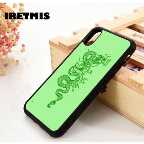 Iretmis 5 5S SE 2020 6 6S Silicone Rubber Phone Case Cover for iPhone 7 8 Plus X Xs 11 12 MINI Pro Max XR Green Dragon