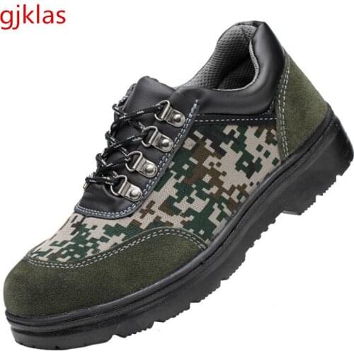 Camouflage Outdoor Safety Shoes Men Breathable Anti Collision Steel Toe Shoes Anti Puncture Safety Boots Non-slip Work Shoes Man