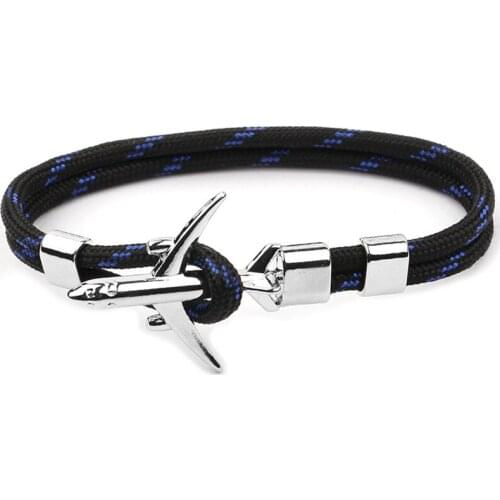 Classic Silver Aircraft Bracelet Multilayer Rope Chain Bracelet For Boy Girl Women Men Navy Style Gift