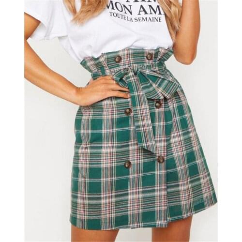 Fashion Women Summer New Skirt Vintage High Waist Lace Up Belt Mini Skirts Female Tooling Casual Skirt Hot Sale