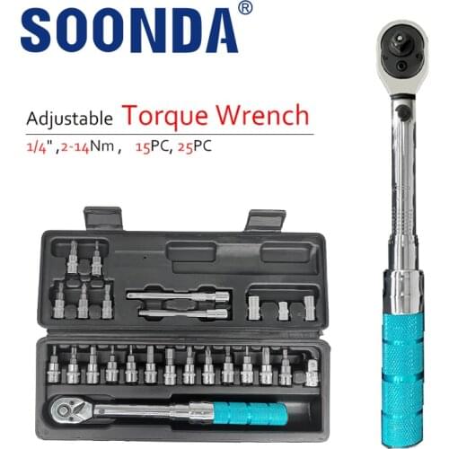 1/4" Pre-set Torque 2-14N.m Scale Digital Torque Wrench Set For Bicycle Bike Repair Tools Kit Ratchet Mechanical Torque Spanner