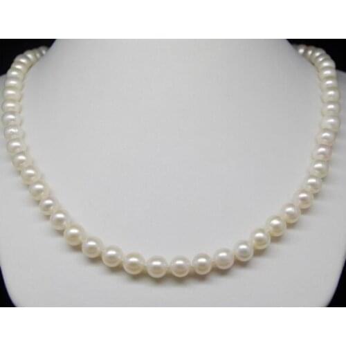 New Design Fine AAA+ 8-9mm White Akoya Pearl Necklaces 17.5" 14K