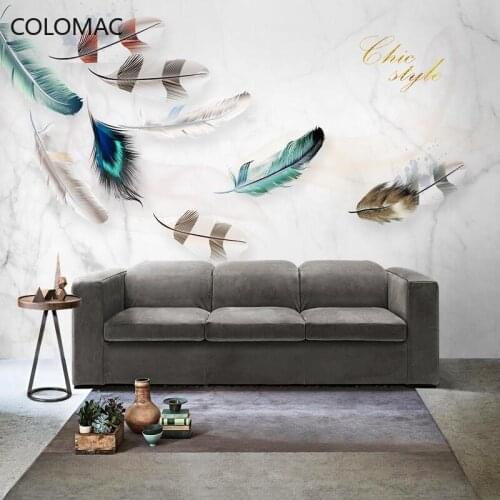 Colomac Custom Nordic Style Clothing Store Feather Wallpaper Creative Marble Beautiful Mural Home Decor Modern Drop Shopping