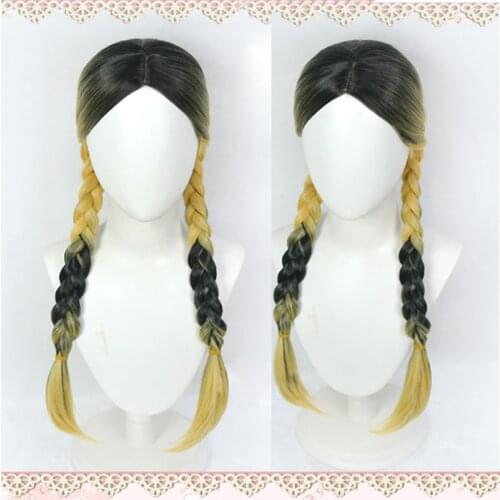 Ran Haitani Cosplay Wig Anime Tokyo Revengers Black Blonde Braided Heat Resistant Synthetic Hair Cosplay Wigs + Wig Cap
