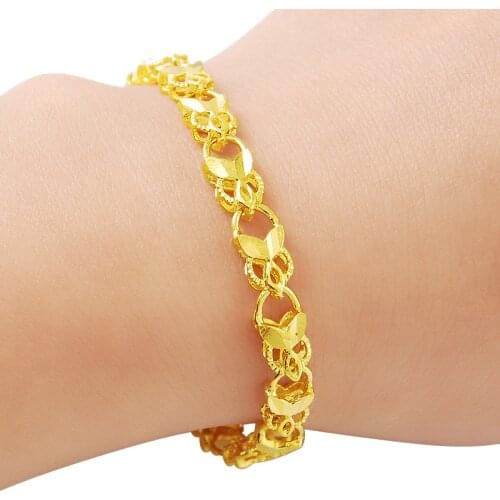 24K Gold Bracelet Car Flower Heart Shaped Gold Plated Fashion Bracelet For Woman Jewelry Gift