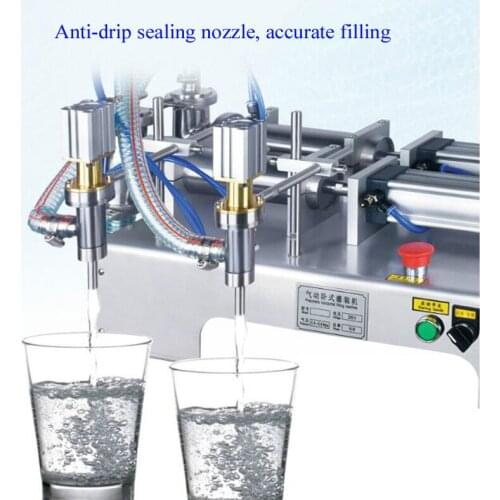 Semi-automatic pneumatic liquid wine double-head filling machine stainless steel Piston beverage filler juice package