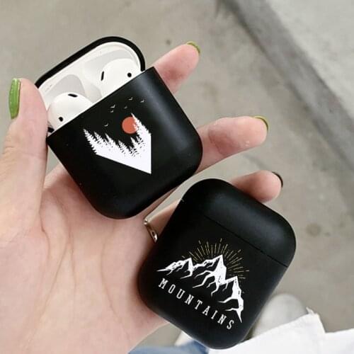 Simple Mountain Sunrise Sketch AirPods Case for Apple Airpods 1 2 Soft Silicone Protective Airpods Cover Case Capa for Airpods 2