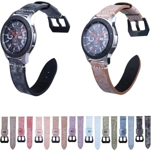 22mm Retro Genuine Leather Strap For Samsung Galaxy Watch 46mm Gear S3 Frontier Classic Watch Band Wrist Bracelet Amazfit Belt