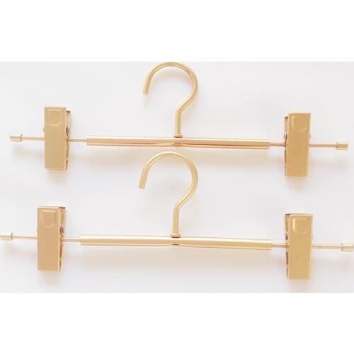 10/5pcs Rose Gold/Golden Pants hanger with rotating hook of clip frame, aluminum alloy metal heavy trousers skirt slack hanger