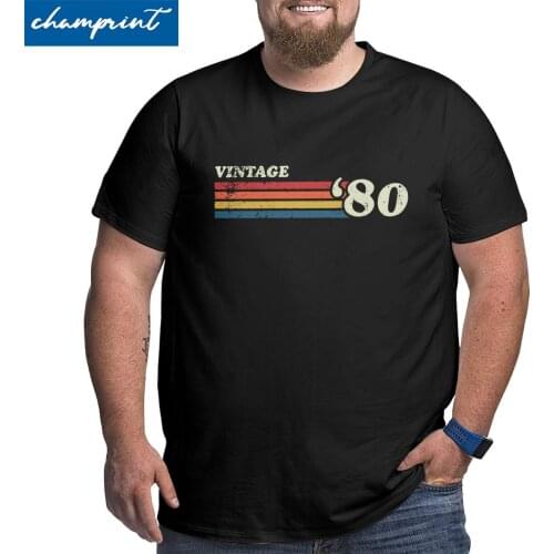 80s Retro Stripes T-Shirts Men Born In 1980 40 Years Old 40th Birthday Vintage Big Tall Tee Shirt T Shirts Oversized 6XL Tops