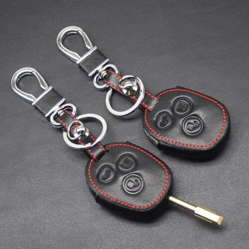 Xinyuexin Leather Car Key Cover Fob Case For Ford Mondeo Fiesta Focus C-Max Remote Key Jacket Car-stying With Keychain No Logo