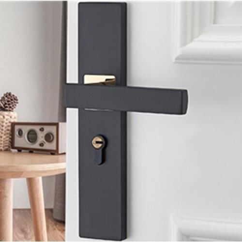 Aluminum Alloy Door Locks Continental Bedroom Minimalist Interior Door Handle Lock Cylinder Security Mute Door Lock Household