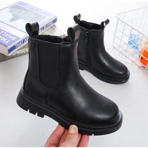 Winter Children Fashion Platform Boots For Big Girls Martin White Black Snow Boots Princess Chunky Shoes 5 6 10 To 12 Years Old