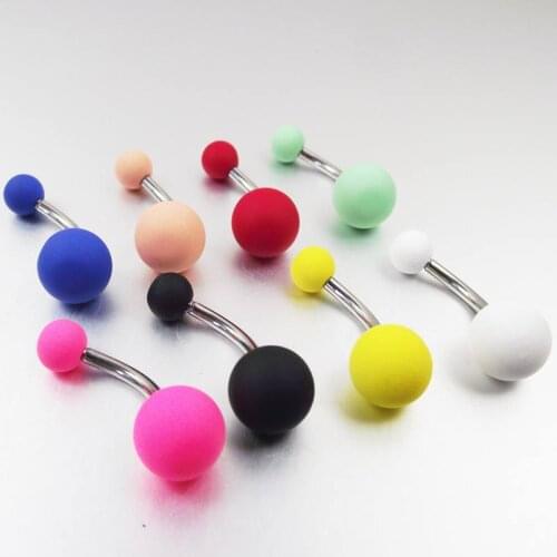 1 Piece 14G Colorful Stainless Steel Round Belly Ring Navel Button Ring Body Piercing Jewelry