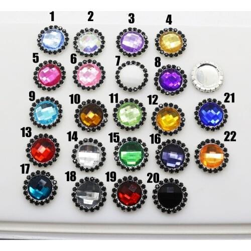 10pcs classic black 20mm round Acrylic rhinestone button, flat back brooch, ribbon accessories diamond button
