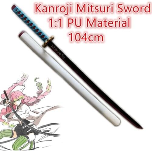 104cm Demon Slayer Sword Weapon Kanroji Mitsuri Love Sowrd Cosplay 1:1 Ninja Knife PU Prop Kimetsu no Yaiba Anime Sword