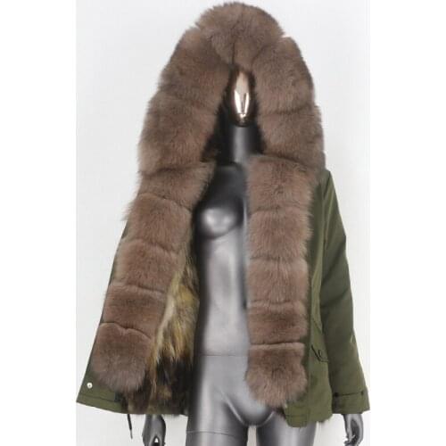 2021 New Waterproof Short Parka Winter Jacket Women Real Fox Fur Coat Natural Raccoon Fur Outerwear Streetwear Detachable