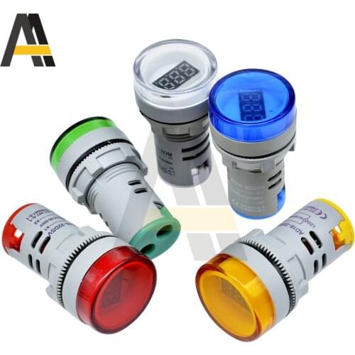 22MM AC60-500V Mini Voltage Meter Mini LED Digital Display AD16-22DSV Type Voltmeter Indicator Light/Pilot Lamp