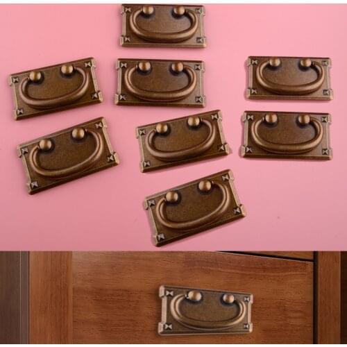 8Pcs Vintage Style Antique Bronze Drawer Ring Pull Handle Cabinet Door Furniture Cupboard Zinc Alloy