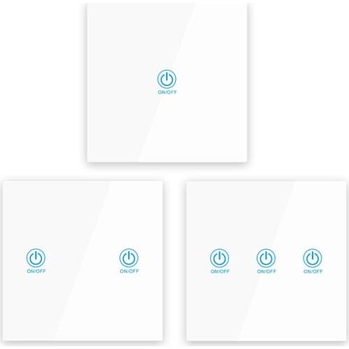 86 Wall Touch Transmitter Wireless Remote Control RF Tempered Glass Panel with LED for Lamp Light Switch 433MHz EV1527 KTNNKG