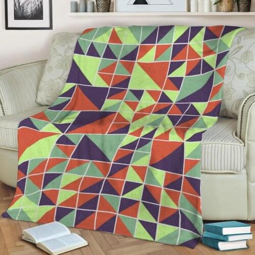 Abstract Geometric Pattern 3D Printed Velvet Plush Throw Fleece Blanket Bedspread Sherpa Blanket Home Decora