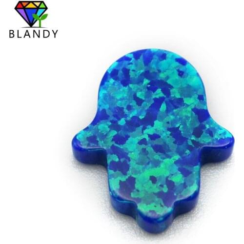 Free Shipping OP27 Dark Blue 11*13mm Hamsa Hand Opal Gems Fatima Hand Shape Synthetic Opal Stone For Jewelry