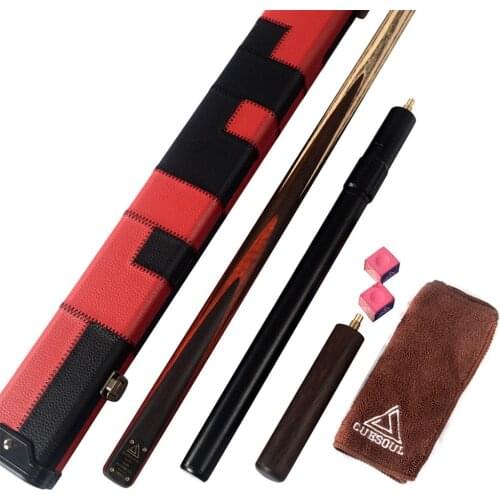 CUESOUL 1 Pieces Handmade Snooker Cue With Telescope Extension,Snooker Cue With Case,Cue Towel,Cue Chalk