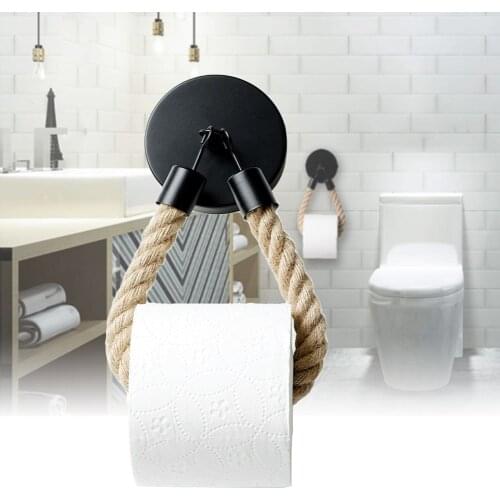 Nautical Roll Paper Holder With Rope Industrial Wall Mounted Rustic Towel Ring Multifunctional Decor For Bathroom Accessories