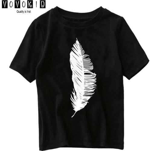 Kids Feather Streetwear T-shirt Chlidren Summer Top Baby T Shirt Little Sweet Girls Girl Boy Cute Cartoon Cartoon Shirt