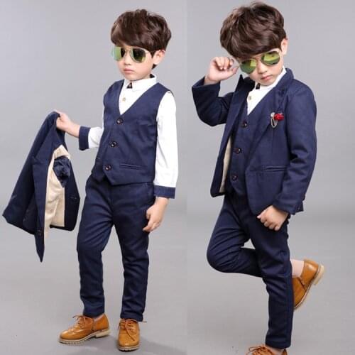 2019 Boys Children business western style Suit clothes Autumn Tide vest coat pants long sleeve large big Set Three-Piece Costume