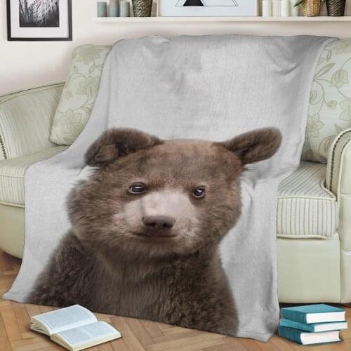 Baby Bear Colorful Flannel Throw Blanket 3D Printed Keep Warm Sofa Child Blanket Home Decor Textiles Dream Family Gift