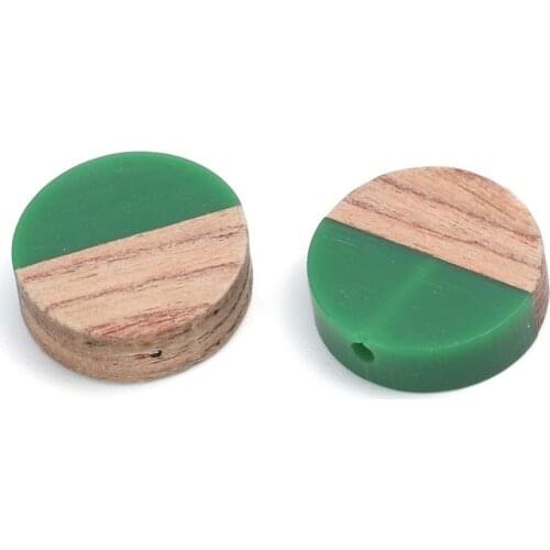 DoreenBeads Resin & Wood Spacer Beads Round Multicolor Jewelry DIY Charms About 15mm Dia., Hole: Approx 1.6mm, 5 PCs