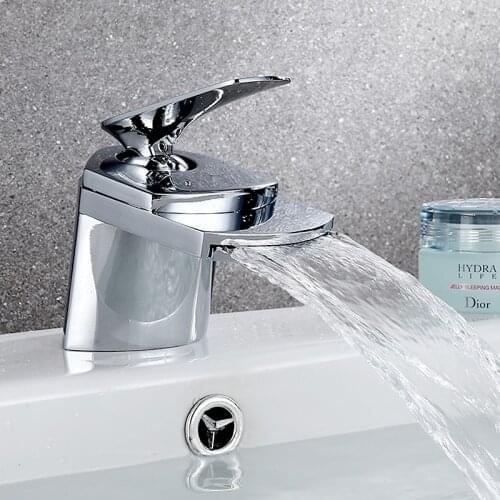 Wholesale And Retail Chrome Waterfall Bathroom Basin Faucet Single Handle Hole Sink Mixer Tap