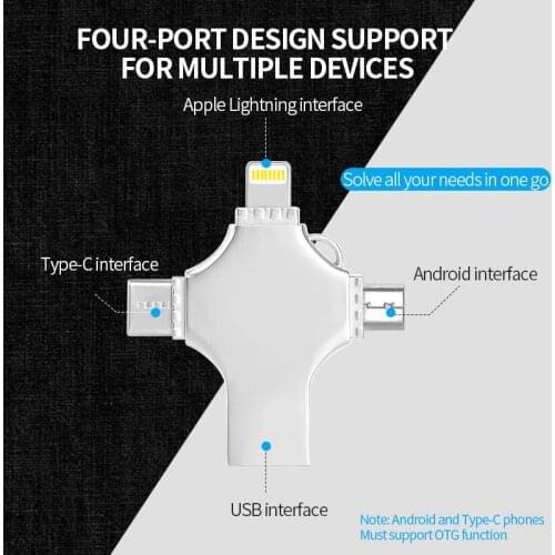 IPhone USB Flash Drive 3.0 16GB 32GB Pendrive 64GB USB Stick 128GB 256GB HD Flash Memory USB Stick For iPhoneX Android PC Type C