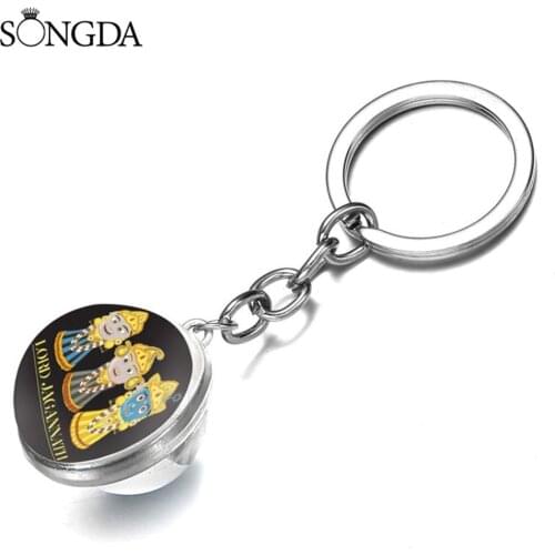 Jagannath Krishna Cartoon Keychain Double Photo Class For Women Men Vintage Face Lotus Glass Cabochon Keychain Religious Jewelry