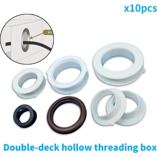 Computer Desk Threading Box Double-Layer Hollow Threading Cover Plastic Cable Box Hole Cover Hole