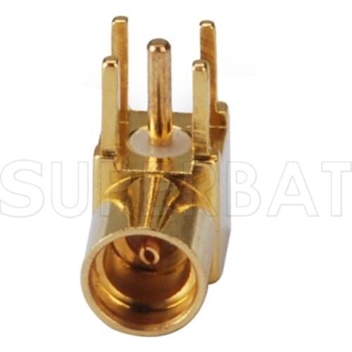 Superbat MMCX Female Jack thru hole Right Angle PCB Mount with Solder Post RF Coaxial Connector