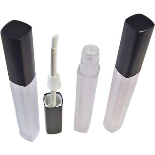 5ML 50pcs/lot DIY Square Matte Clear Lip Gloss Tube, Plastic Empty Liquid Lipstick Contaienr, Lip Gloss Refillable Frosted Tube