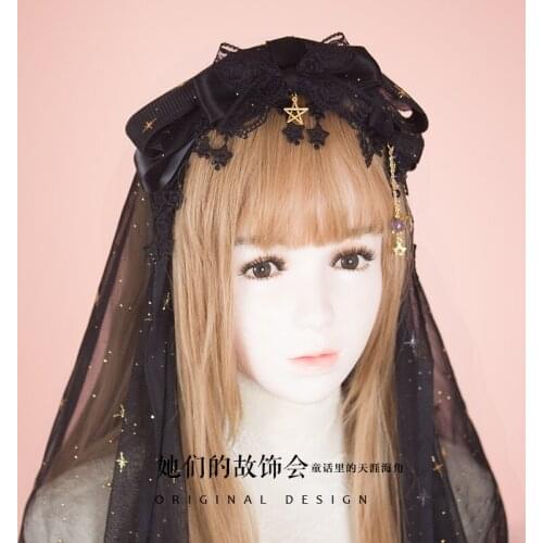 Cute KC Hair Band Lolita Hair Accessories Handmade Sweet Japanese Kawaii Hair Pin starlight yarn Hair hoop Headdress Cosplay