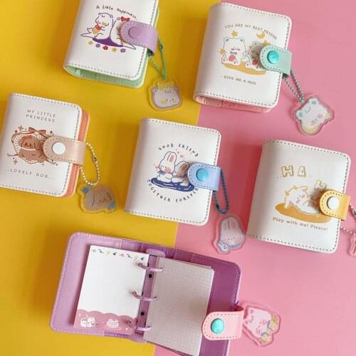 Mini Hand Ledger Lovely Leather Loose Leaf Removable Little Notepad Girl Heart Notebook Portable Notebook Diary School Supplies