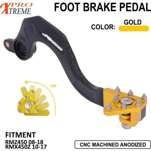 Motorcycle CNC Gold Rear Brake Lever For Suzuki RMZ450 2008-2019 RMX450Z 2010-2015 2016 2017 2018 2019 Dirt Bike Adjustable